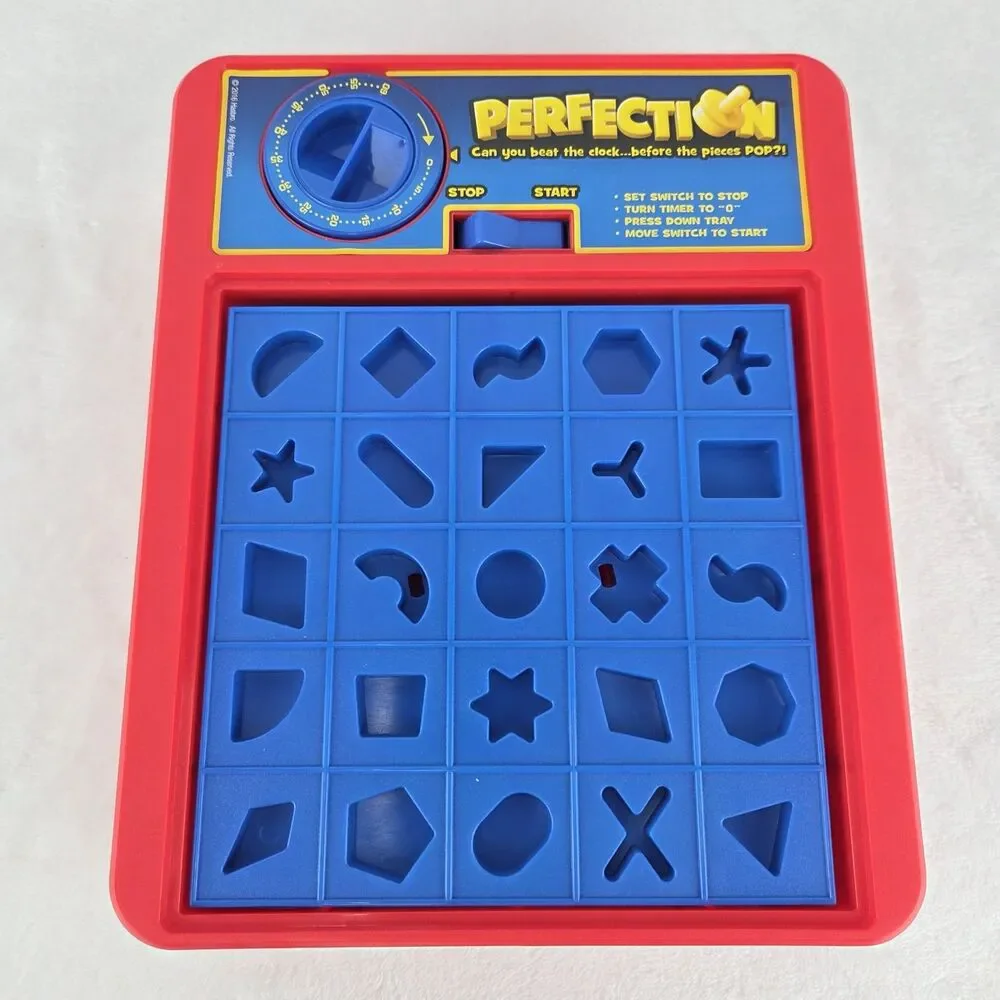 HASBRO Perfection Kids Board Game 2016 Complete 25 Shape Pieces Box Tested